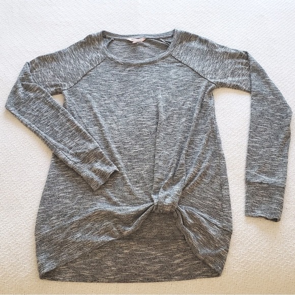 Juicy Couture‎ Heather Gray Knot Front Long Sleeve Top Size Medium - Picture 4 of 8